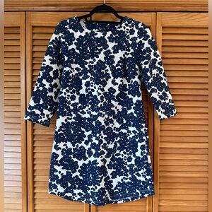MAHI GOLD Hinkley Navy & Cream Floral mini Dress - 3/4 sleeve pullover - size XS